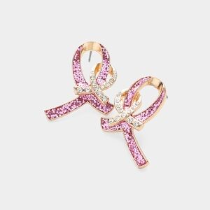 Elegant Pink Ribbon Earrings
